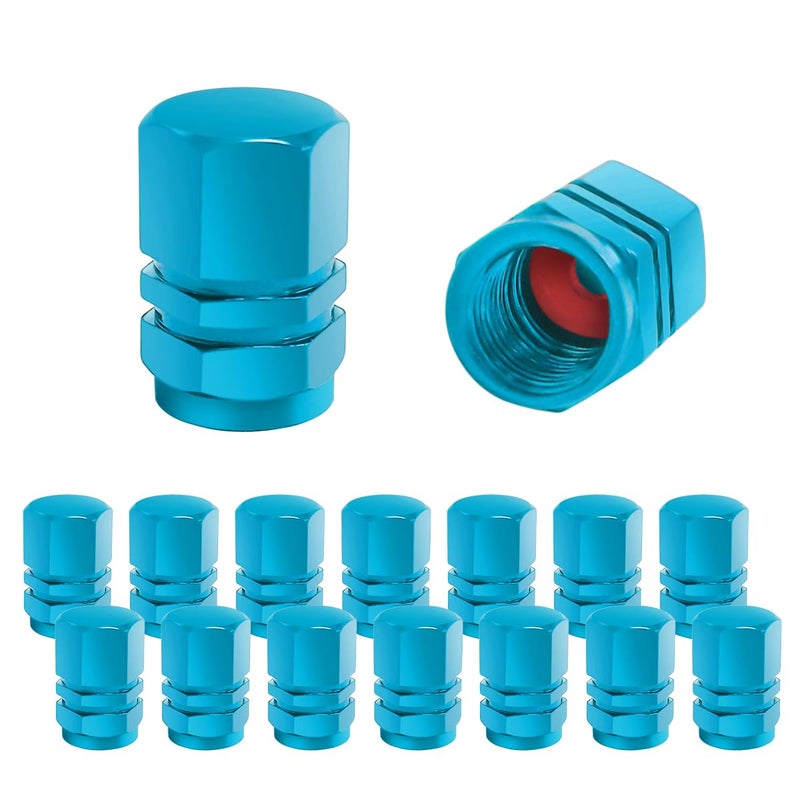 Fekey&JF 16 PCS Car Tire Valve Stem Caps, Waterproof Airtight Car Wheel Tire Valve Stem Covers Universal for Cars, Bicycles, Trucks, Motorcycles, Car Accessories for Men Women (Light Blue) - Image 1